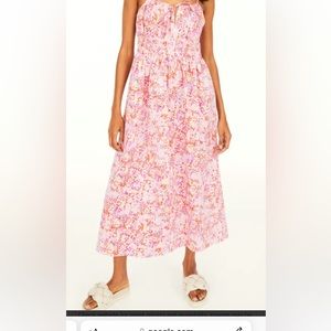 H&M Smocked Cotton Midi Dress Size S NWT NEW